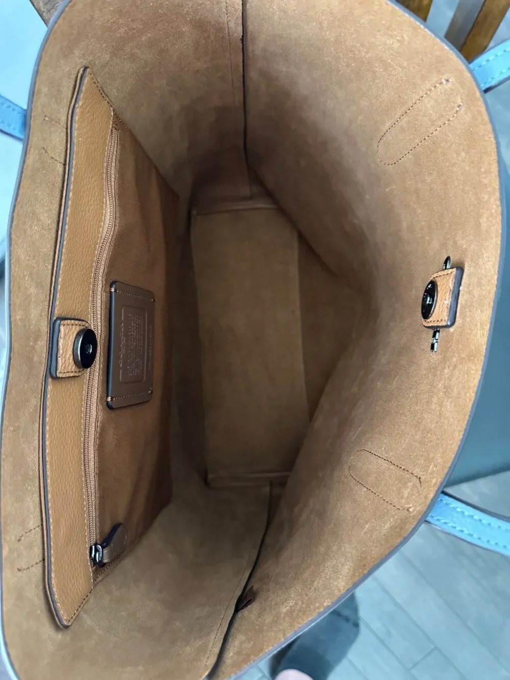 Coach Thea Light Blue Pebble Leather Tote Bag Style #M2339-CP037 - Picture 7 of 8